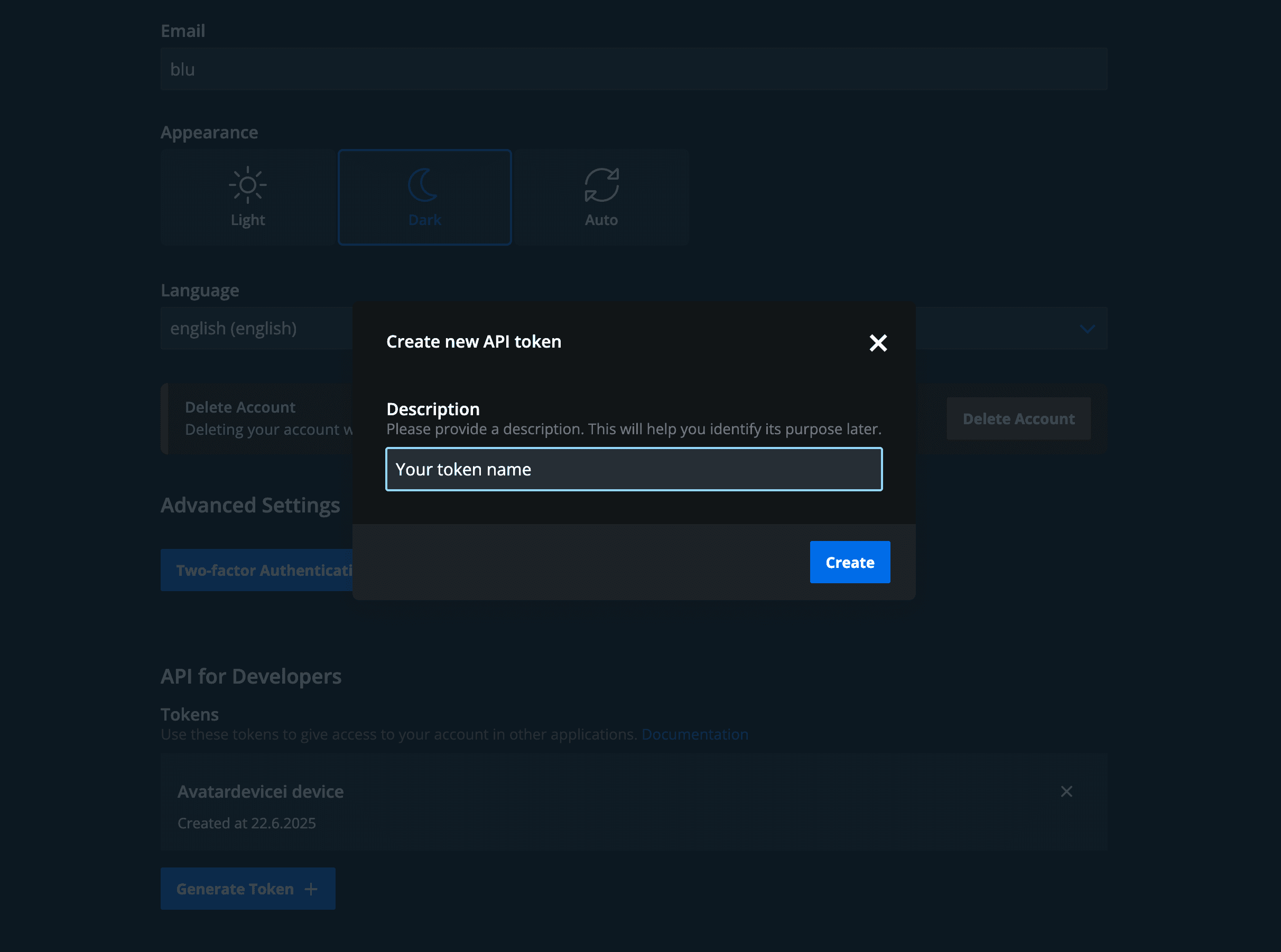 API key location in paperlesspaper account settings